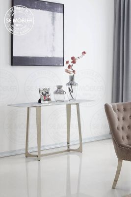 Hilma aflastningsbord sølv hvid/grå keramisk plade