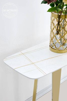 Hilma aflastningsbord champagne hvid/guld keramisk plade
