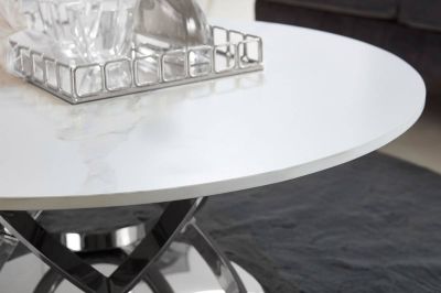 Kiki sofabord sølv Med hvid/grå marmorplade