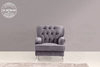 Deluxe lænestole velour mørkegrå sølv