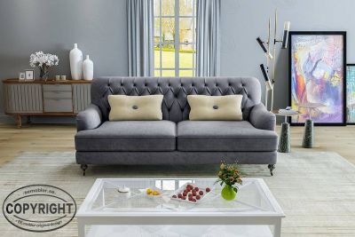 Howard Oxford 3-personers sofa velour mørkegrå