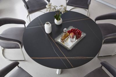 Livorno spisebord sølv med sort keramisk plade