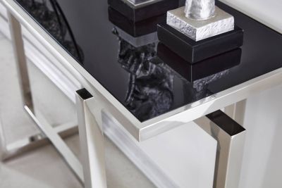 Lyon aflastningsbord sølv med sort glas